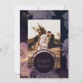 Boho Lila Floral Fall Rose Gold Foto Save The Date (Rückseite)