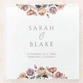 Boho Lila Floral Garden Wedding Gefallen Glasuntersetzer (Vorderseite)