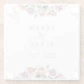 Boho Lila Floral Garden Wedding Gefallen Glasuntersetzer (Rückseite)