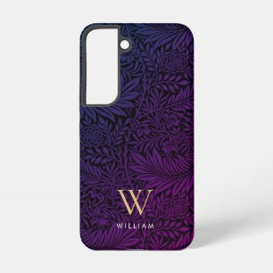 Boho Lila Floral Gold Monogramm Name Samsung Galaxy Hülle