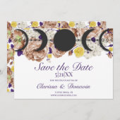 Boho Lila Floral Moon Phase Wiccan Handfasten Save The Date (Vorne/Hinten)