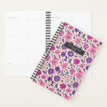 Boho Lila Floral Pattern Planer<br><div class="desc">Lila Boho inspirierte botanisches Blumenmuster. Personalisieren Sie mit dem Namen auf der Vorderseite.</div>