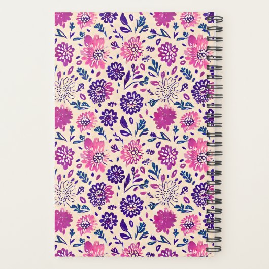 Boho Lila Floral Pattern Planer (Rückseite)