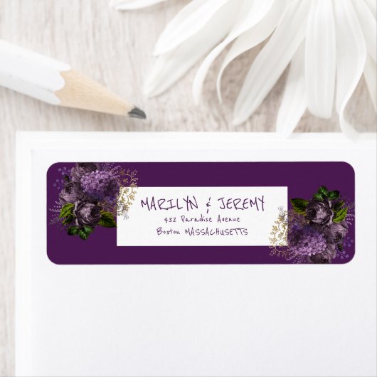 Boho Lila Floral Stilvolle Hochzeitsfeier Rücksend (Insitu)