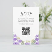 Boho Lila Floral Watercolor Wedding RSVP (Stehend Vorderseite)