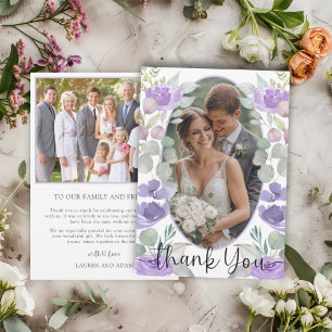 Boho Lila Floral Wedding Vielen Dank Dankeskarte
