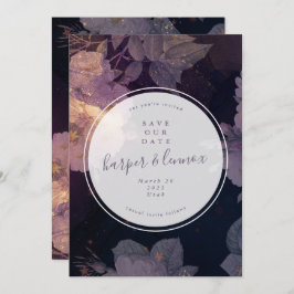 Boho Lila Floral Winter Circle Foto Save The Date