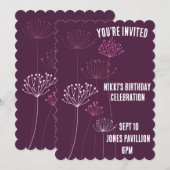 BOHO LILA GEBURTSTAGSPARTEI - EINLADUNGEN (Vorne/Hinten)