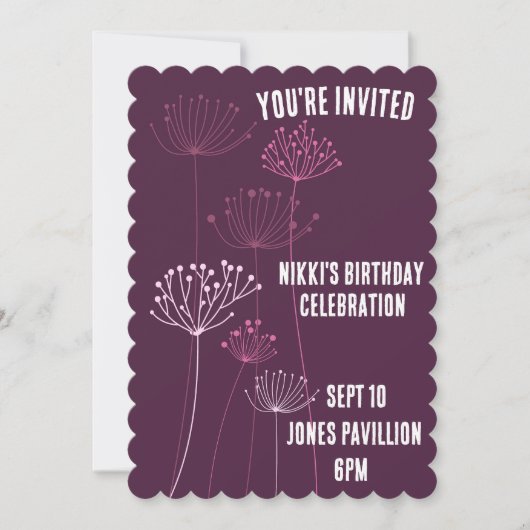 BOHO LILA GEBURTSTAGSPARTEI - EINLADUNGEN (Vorderseite)