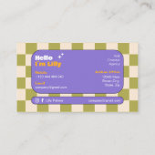 Boho, lila-gelb-grün-Retro-Karton Visitenkarte (Rückseite)