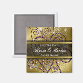 Boho Lila gepunktete Spiralen Chic Gold Save the D Magnet (Vorderseite/Rückseite)