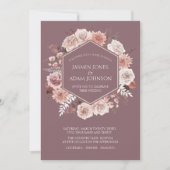 Boho Lila getrocknete Blume Wreath Wedding Einladung (Vorderseite)