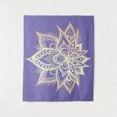 Boho Lila Goldmedaille Lotus Blume Wandteppich (Vorderseite)
