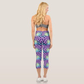 Boho Lila Green Turquoise Krawatte Dye Muster Capri Leggings (Rückseite)