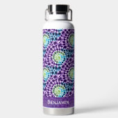 Boho Lila Green Turquoise Krawatte Dye Muster Trinkflasche (Rückseite)