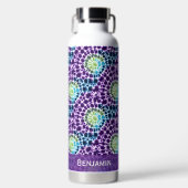 Boho Lila Green Turquoise Krawatte Dye Muster Trinkflasche (Vorderseite)