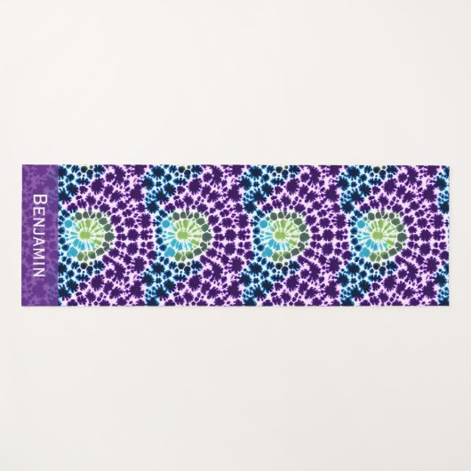 Boho Lila Green Turquoise Krawatte Dye Muster Yogamatte (Vorderseite (Horizontal))