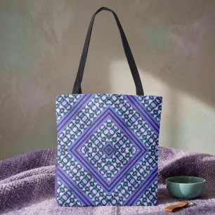 Boho Lila, Grün & Weiß tribal inspiriert  Tasche