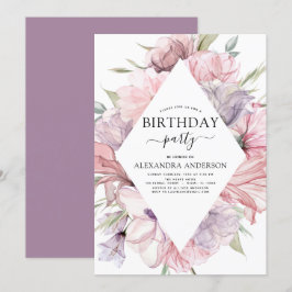Boho Lila jeden Geburtstag Blumenladen Einladung