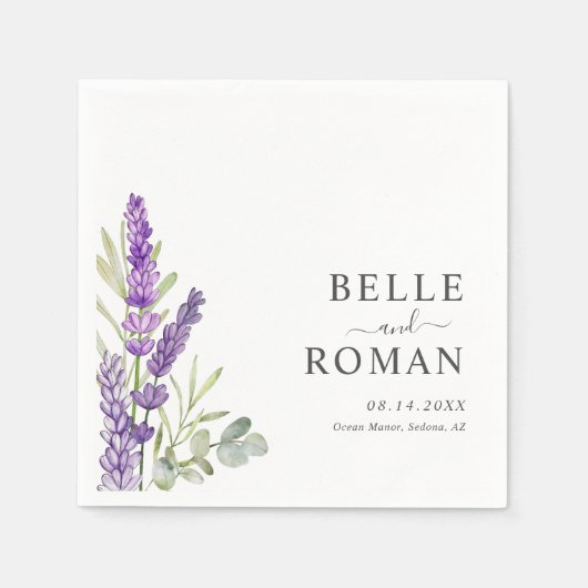 Boho Lila Lavendel Wasserfarbe Hochzeit Serviette (Vorderseite)