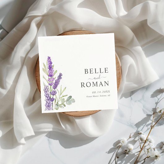 Boho Lila Lavendel Wasserfarbe Hochzeit  Serviette