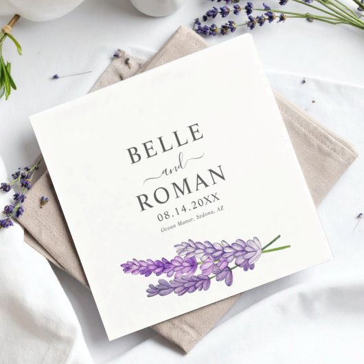 Boho Lila Lavendel Wasserfarben-Hochzeit   Serviette