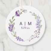 Boho Lila Lavender Floral Round Wedding Geschenkanhänger (Vorderseite)