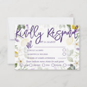 Boho Lila Lavender & Lemons Wedding RSVP Karte (Vorderseite)