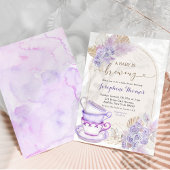 Boho Lila Lilac Floral Baby wird brauen Einladung