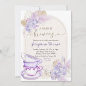 Boho Lila Lilac Floral Baby wird brauen Einladung (Vorderseite)