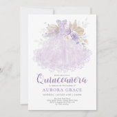 Boho Lila Lilac Quinceañera Princess Dress Einladung (Vorderseite)
