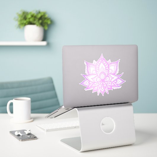 Boho Lila Lotus Blume Aufkleber (Laptop auf Schreibtisch)