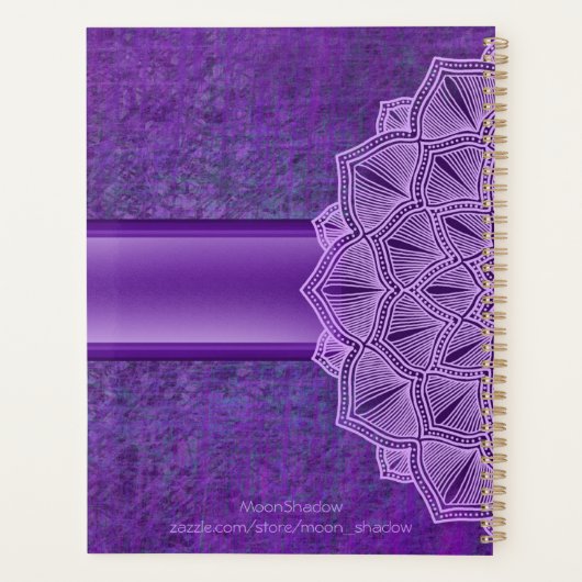 Boho Lila Mandala 2023 Planer (Rückseite)