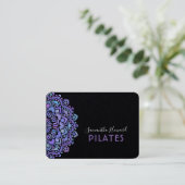 Boho Lila Mandala Pilates Black Visitenkarte (Stehend Vorderseite)