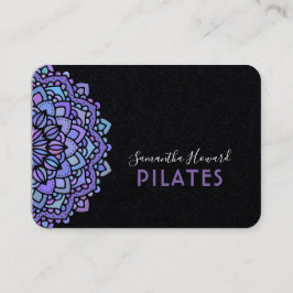 Boho Lila Mandala Pilates Black Visitenkarte