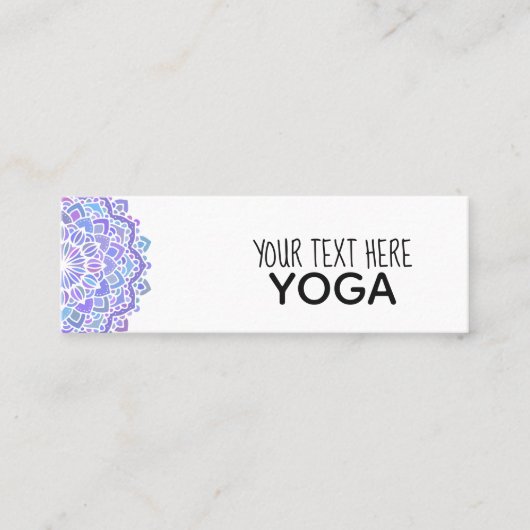Boho Lila Mandala Yoga Mini Visitenkarte (Vorderseite)