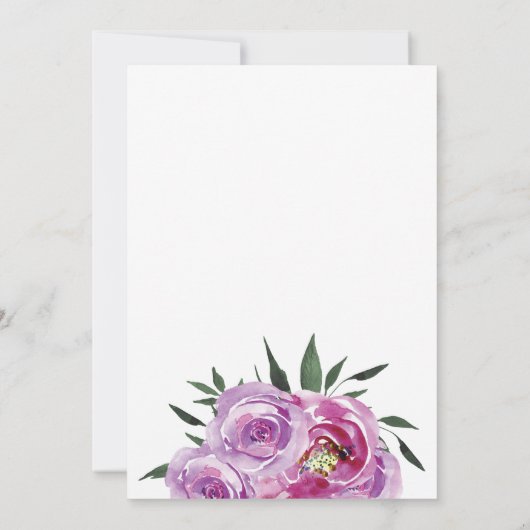 Boho lila mauve chic peonies brunch and bubble einladung (Rückseite)