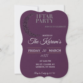 Boho Lila minimalistische Moschee Ramadan Iftar-Pa Einladung