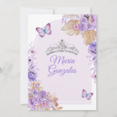 Boho Lila Mis Quince Lavender 15 Anos Crown Einladung (Rückseite)