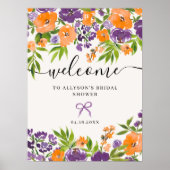 Boho Lila Orange Floral Bridal Willkommen Poster (Vorne)