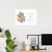 Boho Lila Orange Floral Wedding Welcome Poster (Heimbüro)