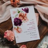 Boho Lila & Peach Blume Babydusche Einladung