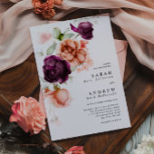Boho Lila & Peach Blume Hochzeit Einladung