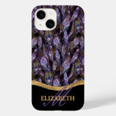 Boho Lila Peacock Feathers Pattern Monogram Case-Mate iPhone Hülle (Rückseite)