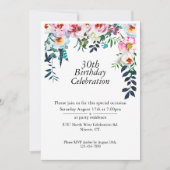 Boho Lila Peony Customizable 30. Geburtstag Einladung (Vorderseite)