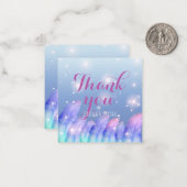 Boho Lila Pink Feathers Glitzern Vielen Dank Mitteilungskarte (Vorderseite/Rückseite Beispiel)