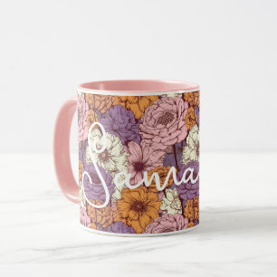 Boho Lila Pink Wilde Blume Blumenstrauß Individuel Tasse