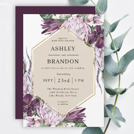 Boho Lila Plum Tropical Botanical Wedding Einladung