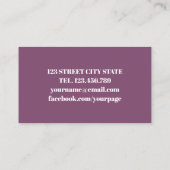 Boho Lila rosa Blume in blühender Wasserfarbe Visitenkarte (Rückseite)