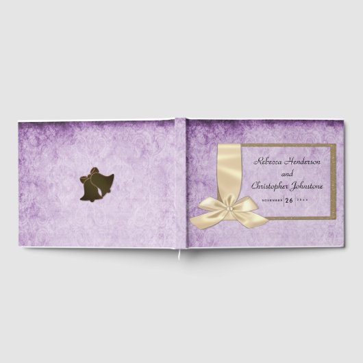 Boho Lila Rustikale Hochzeit Gästebuch (Voll)
